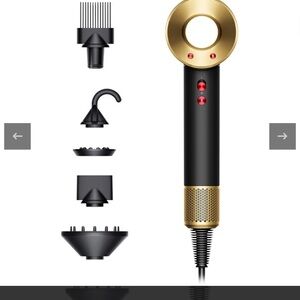 Dyson supersonic Gold and Black Hair Dryer with Attachments